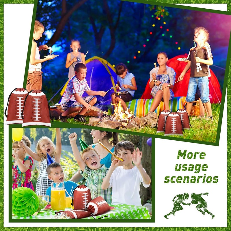 Berlune 24 Pieces Football Party Favors Drawstring Gift Bags 10 x 7 Inch Football Sports Goodie Bags Super Birthday Supplies Backpack Bulk Bowl for Gym Travel Party Storage Favors Supplies - Image 5